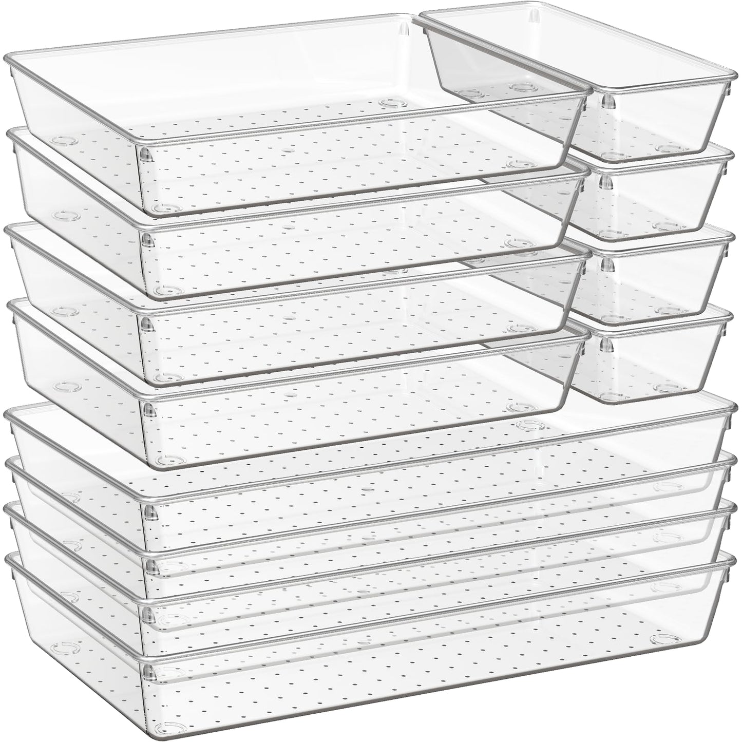 Clear Drawer Organizer Trays with Dividers