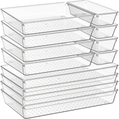 Clear Drawer Organizer Trays with Dividers