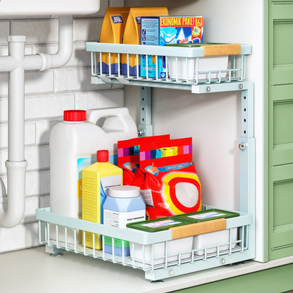 2-Tier Under Sink Organizer with Sliding Drawer