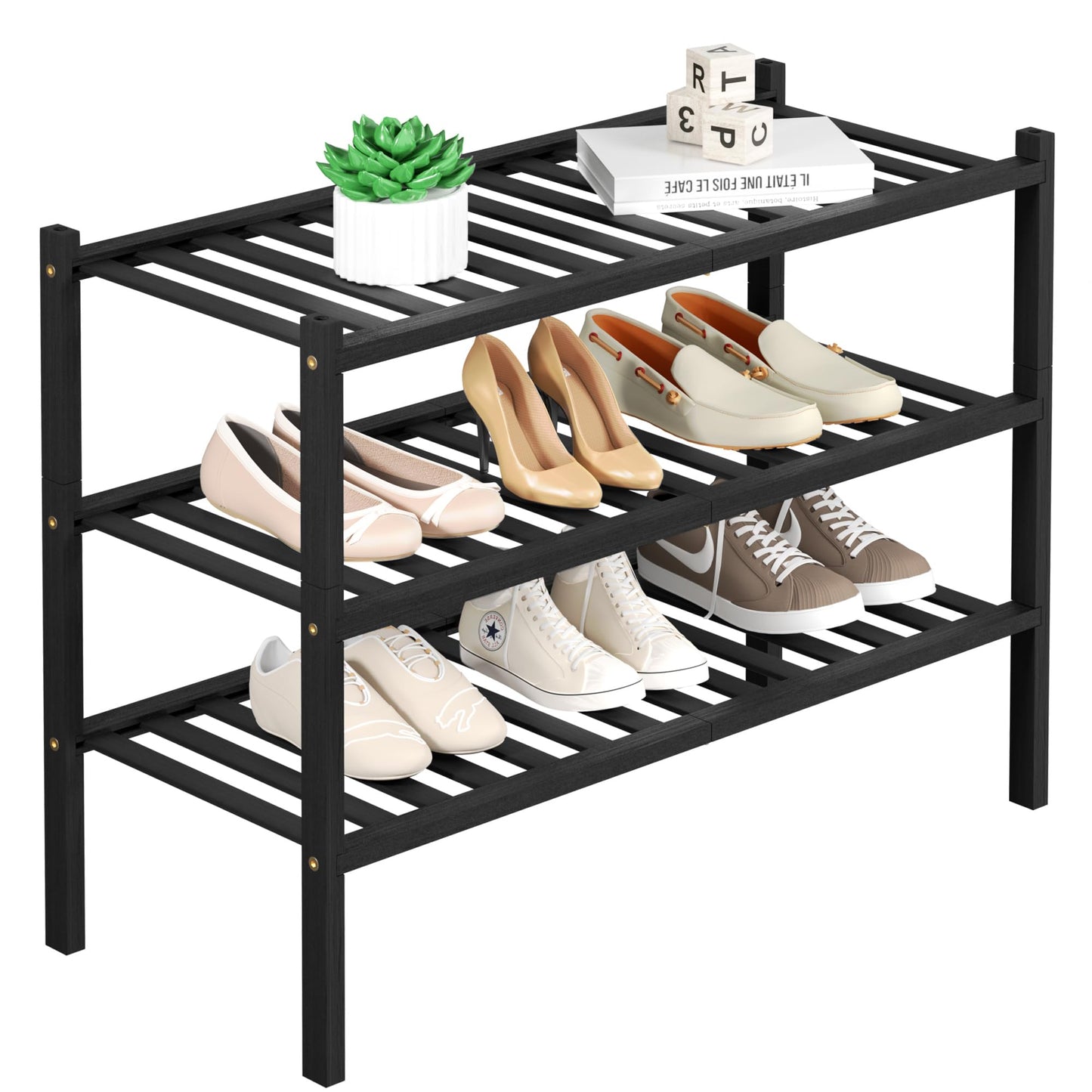 Bamboo Shoe Rack Organizer for Entryway