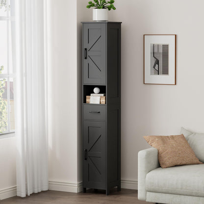 Tall Bathroom Storage Cabinet with Barn Doors