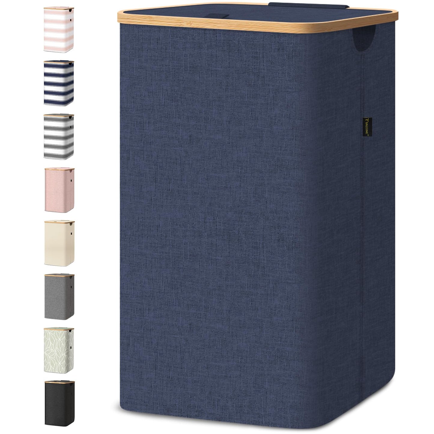 Tall Laundry Hamper with Bamboo Handles and Lid