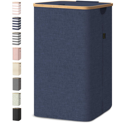 Tall Laundry Hamper with Bamboo Handles and Lid