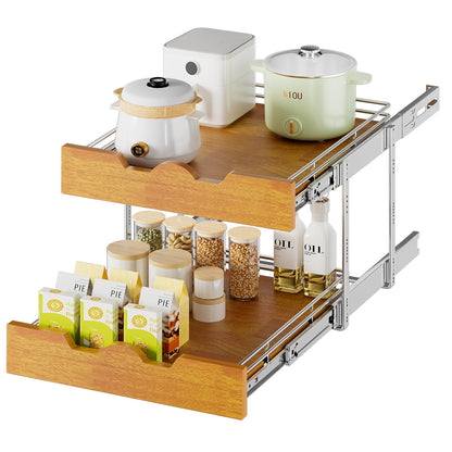 Wooden Pull Out Cabinet Shelf Organizer