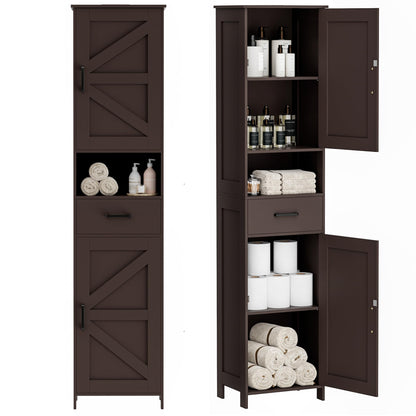 Tall Bathroom Storage Cabinet with Barn Doors