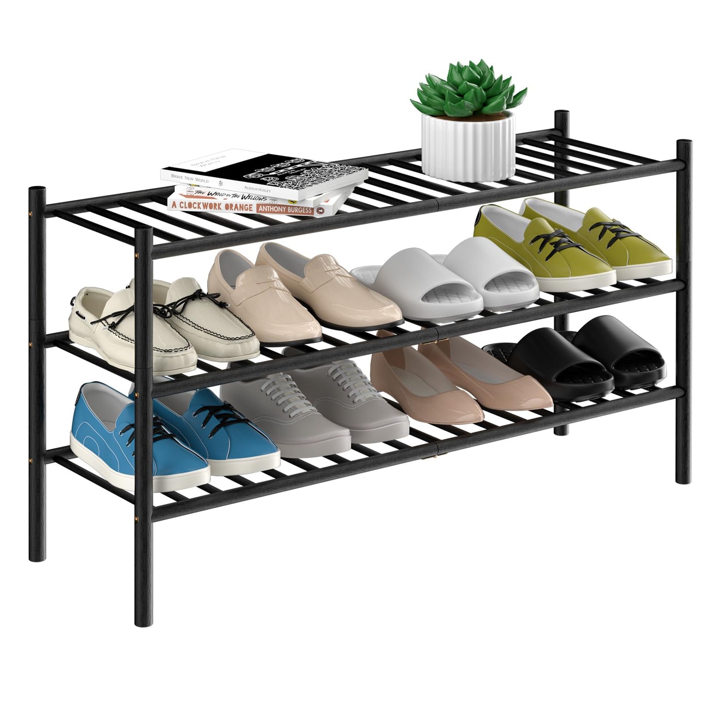Bamboo Shoe Rack Organizer for Entryway