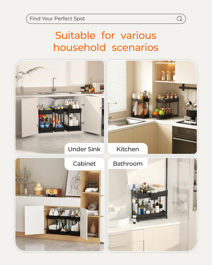 2-Tier Under Sink Organizer with Sliding Drawers