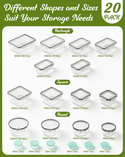 Food Storage Containers Set for Kitchen Organization