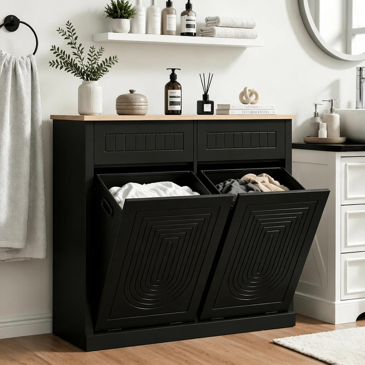 Double Tilt Out Laundry Hamper Cabinet