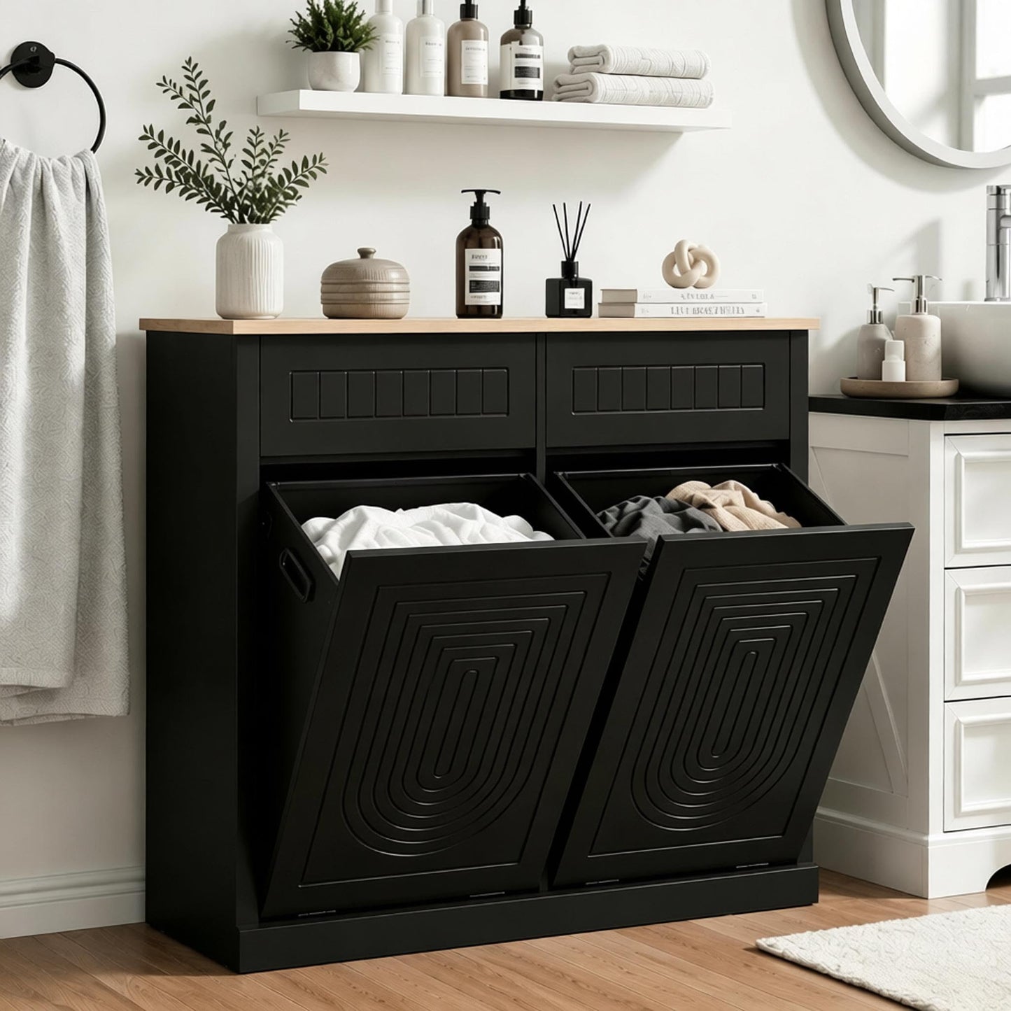 Double Tilt Out Laundry Hamper Cabinet