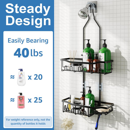 Extended Shower Organizer Shelf with Hooks