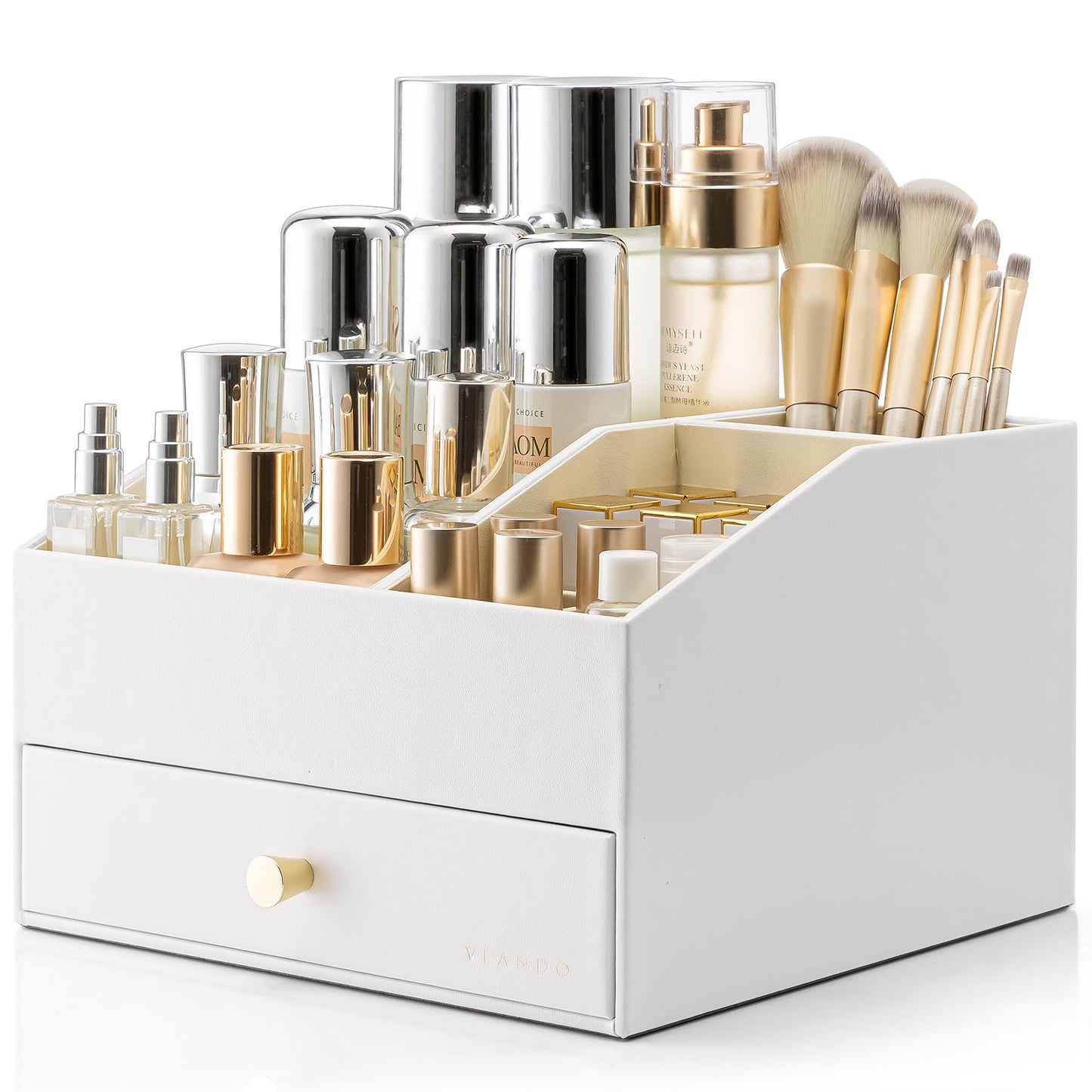 PU Leather Cosmetic Organizer with Drawers