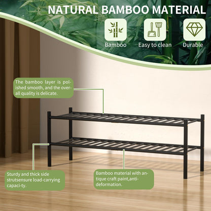 Bamboo Shoe Rack Organizer for Entryway