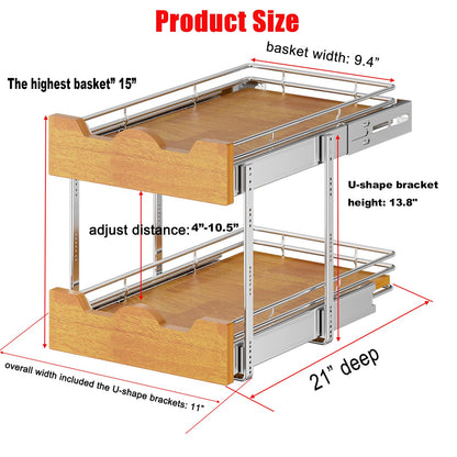 Wooden Pull Out Cabinet Shelf Organizer