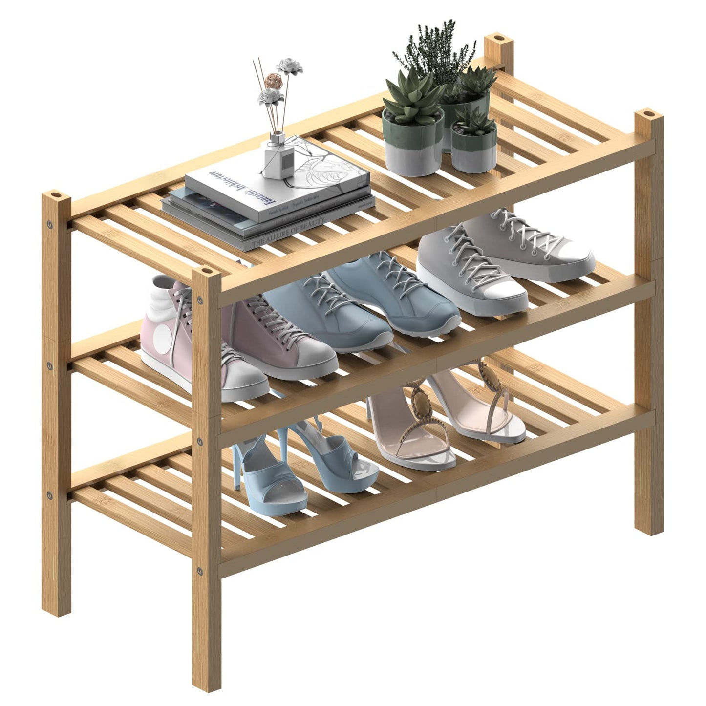 Bamboo Shoe Rack Organizer for Entryway