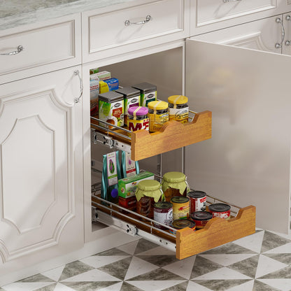 Wooden Pull Out Cabinet Shelf Organizer