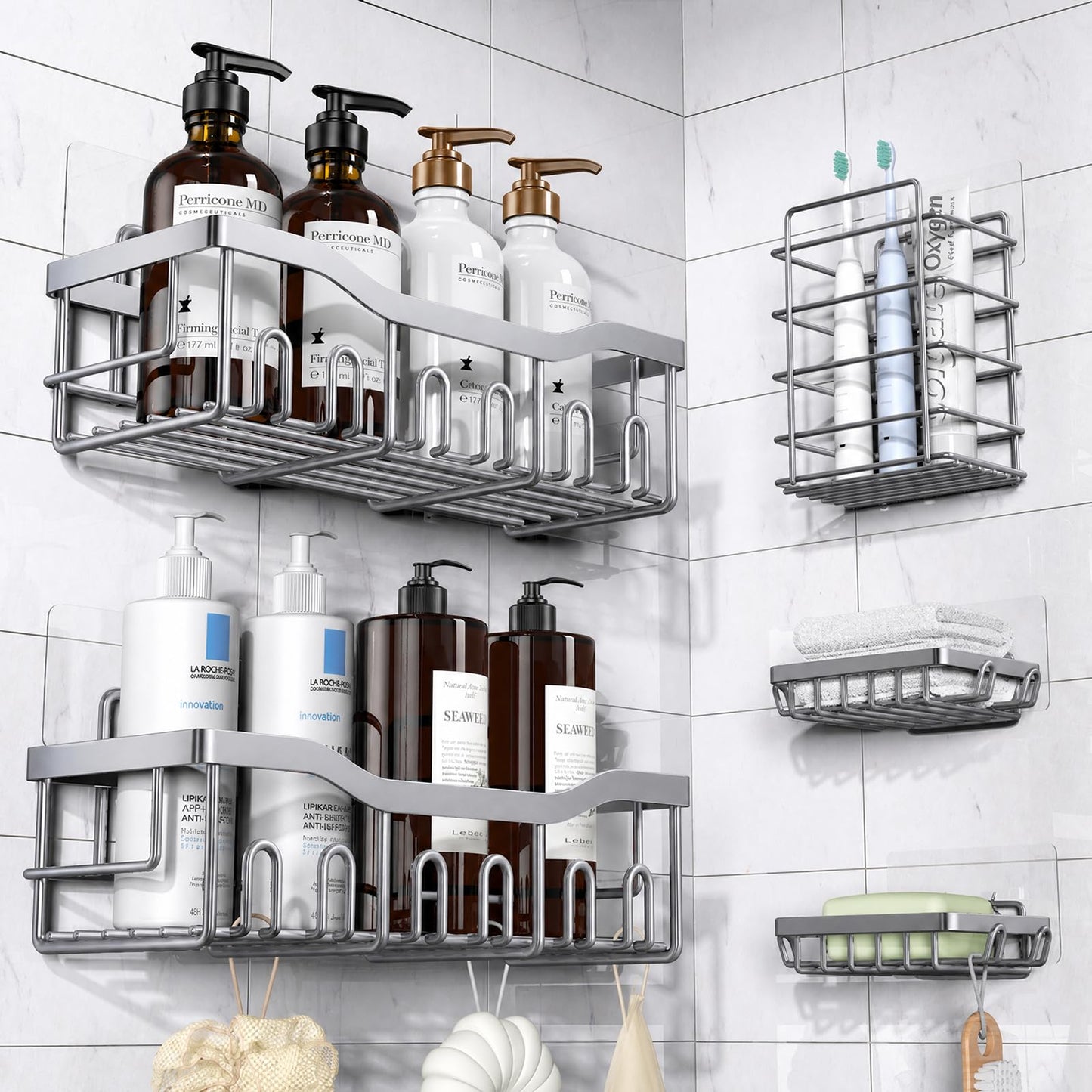 Adhesive Stainless Steel Shower Caddy Organizer
