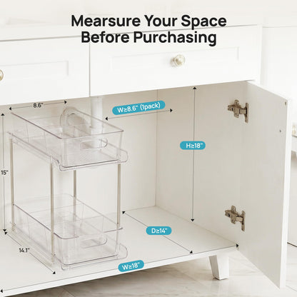 2-Tier Clear Under Sink Organizer with Drawers