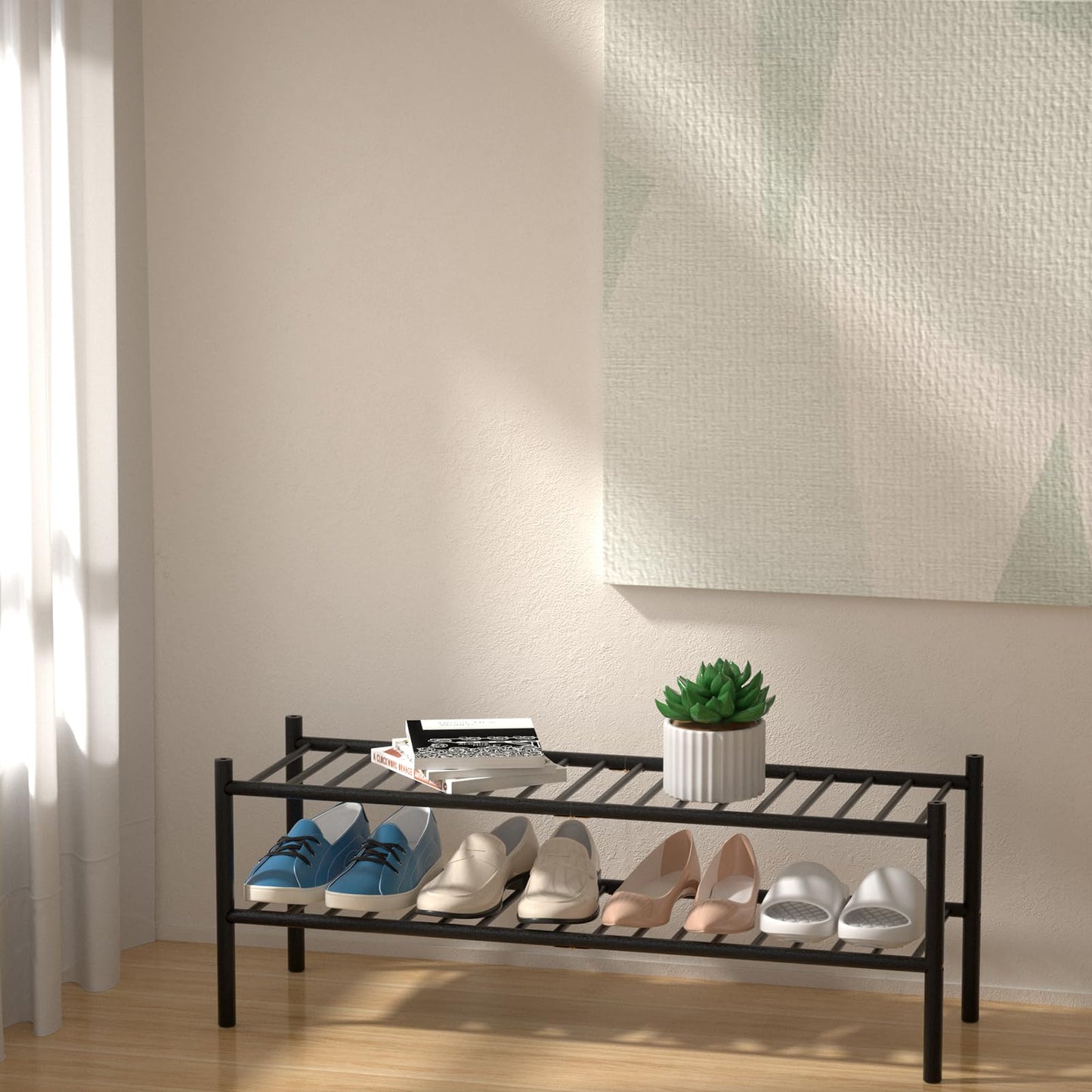 Bamboo Shoe Rack Organizer for Entryway