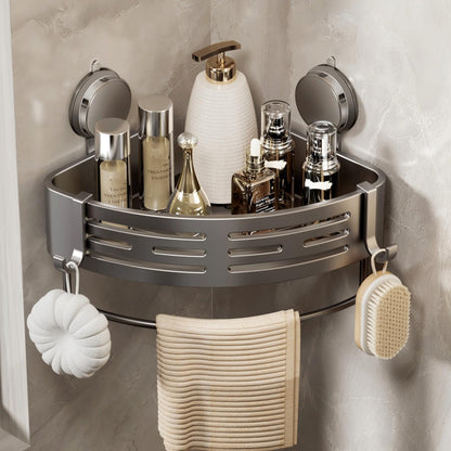 Corner Shower Caddy with Suction Cups and Hooks