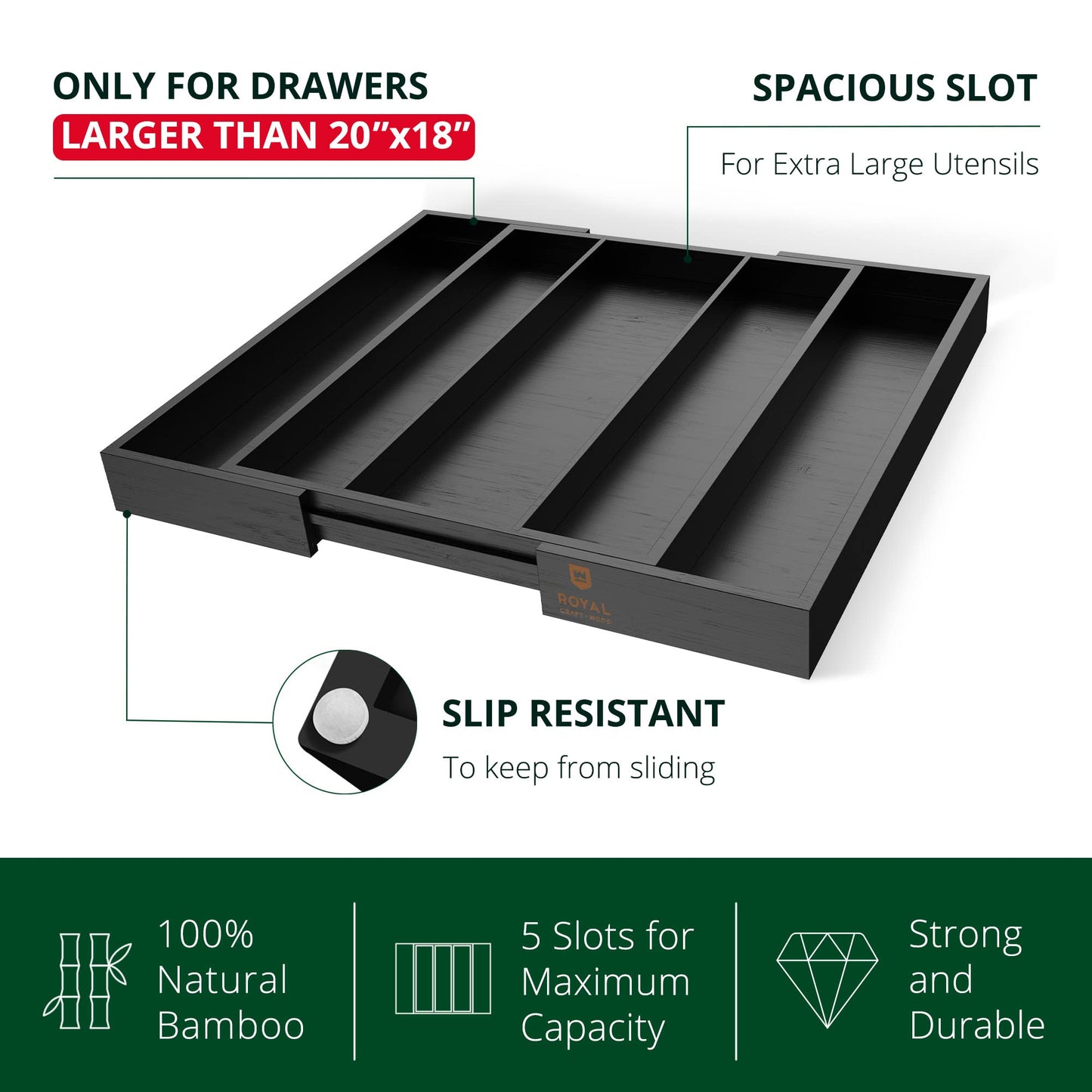 Bamboo Kitchen Drawer Organizer Tray