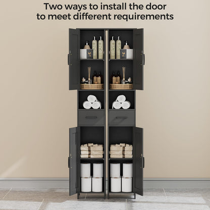 Tall Bathroom Storage Cabinet with Barn Doors