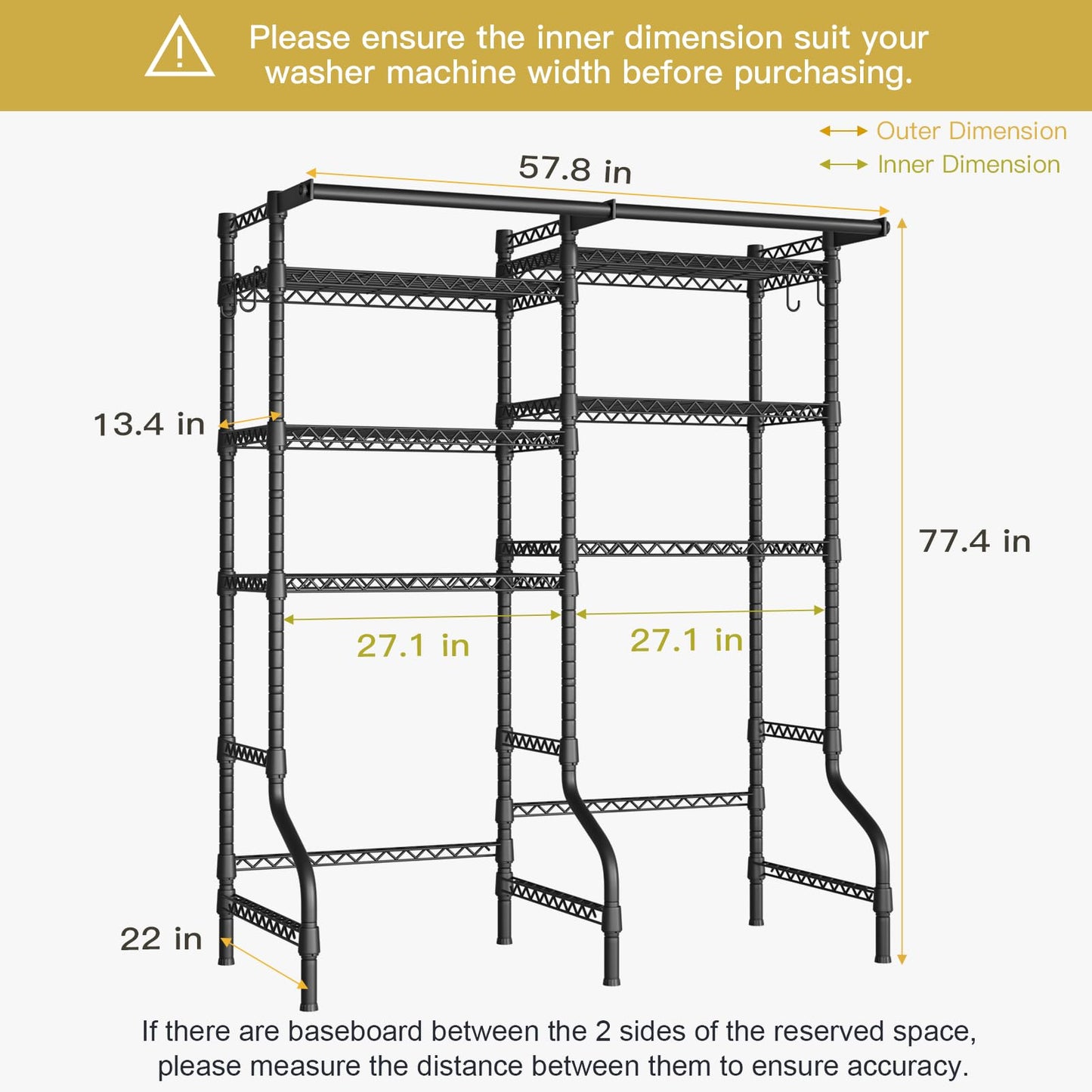 6-Tier Over Washer Dryer Storage Shelf