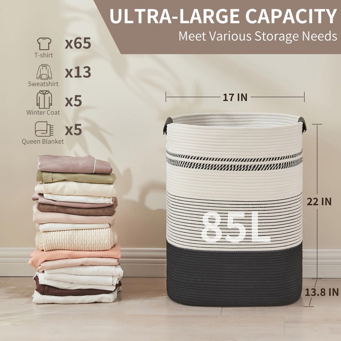 Large Laundry Basket with Handles