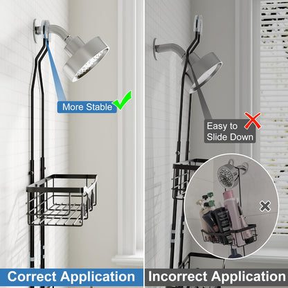 Extended Shower Organizer Shelf with Hooks