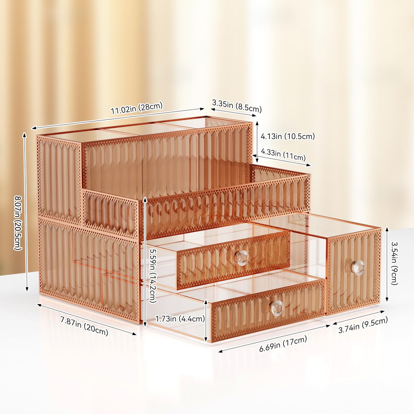 Tempered Glass Cosmetic Organizer for Vanity