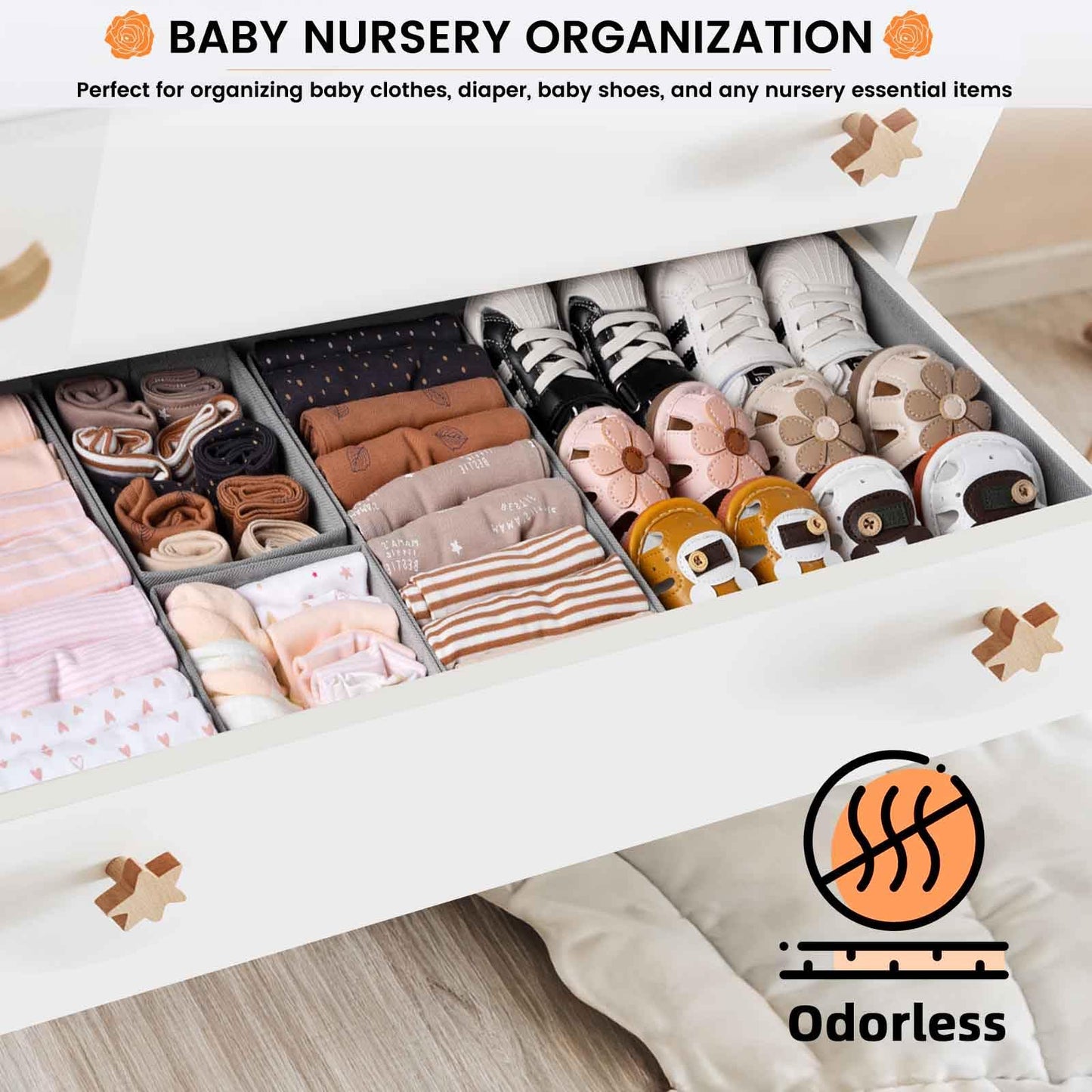 Clothing Drawer Organizer Bins with Dividers