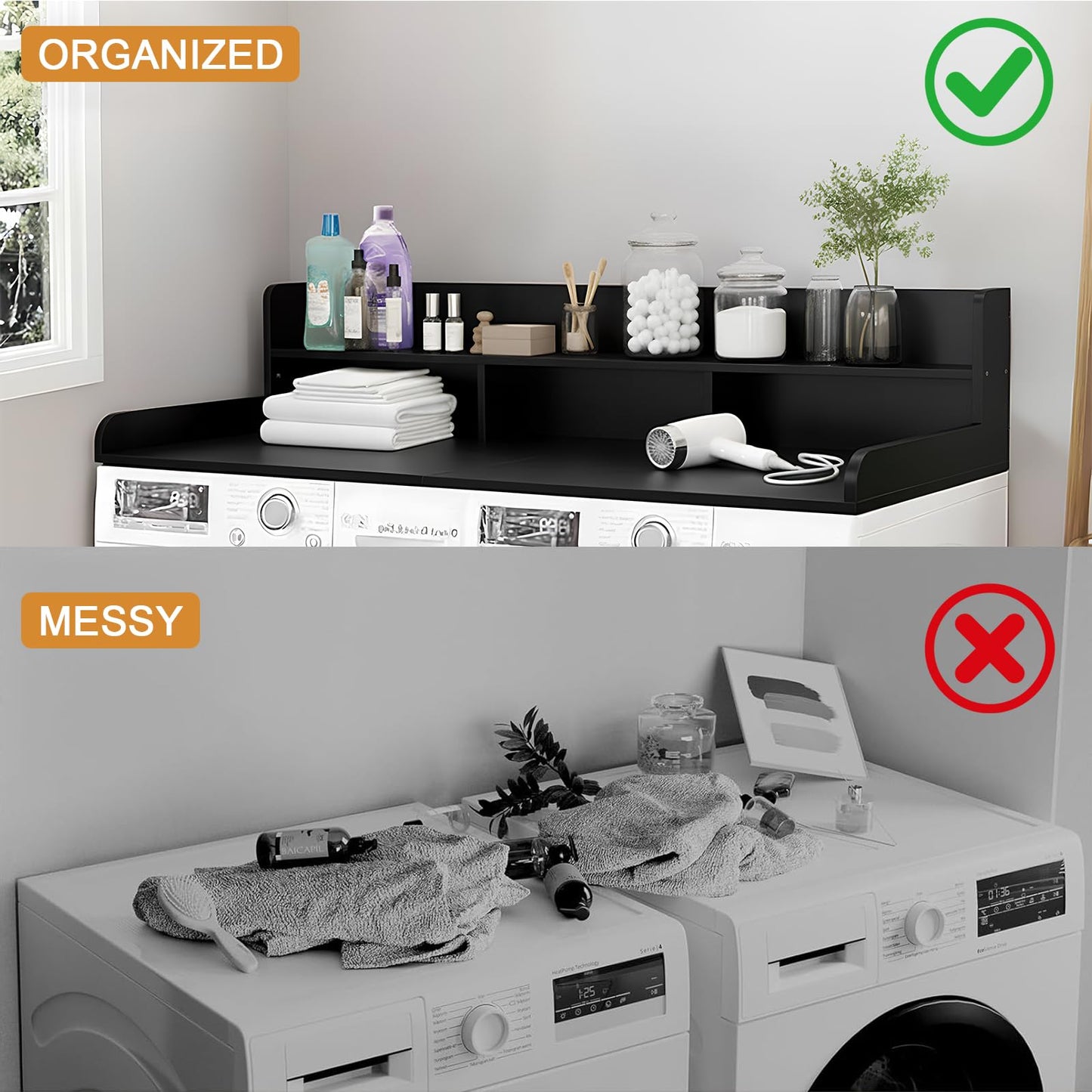 Washer Dryer Countertop with Storage Shelf