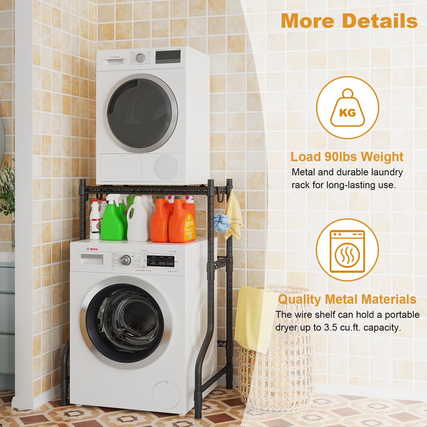 Washer Dryer Stacking Rack Organizer