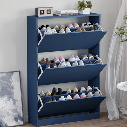 Wooden Shoe Cabinet with Flip Drawers