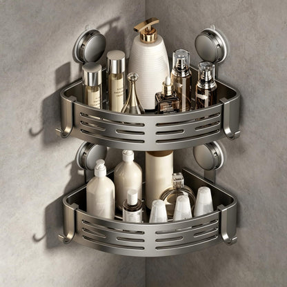 Corner Shower Caddy with Suction Cups and Hooks