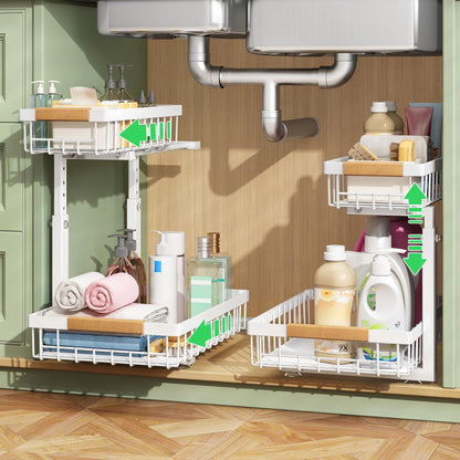 2-Tier Under Sink Organizer with Sliding Drawer