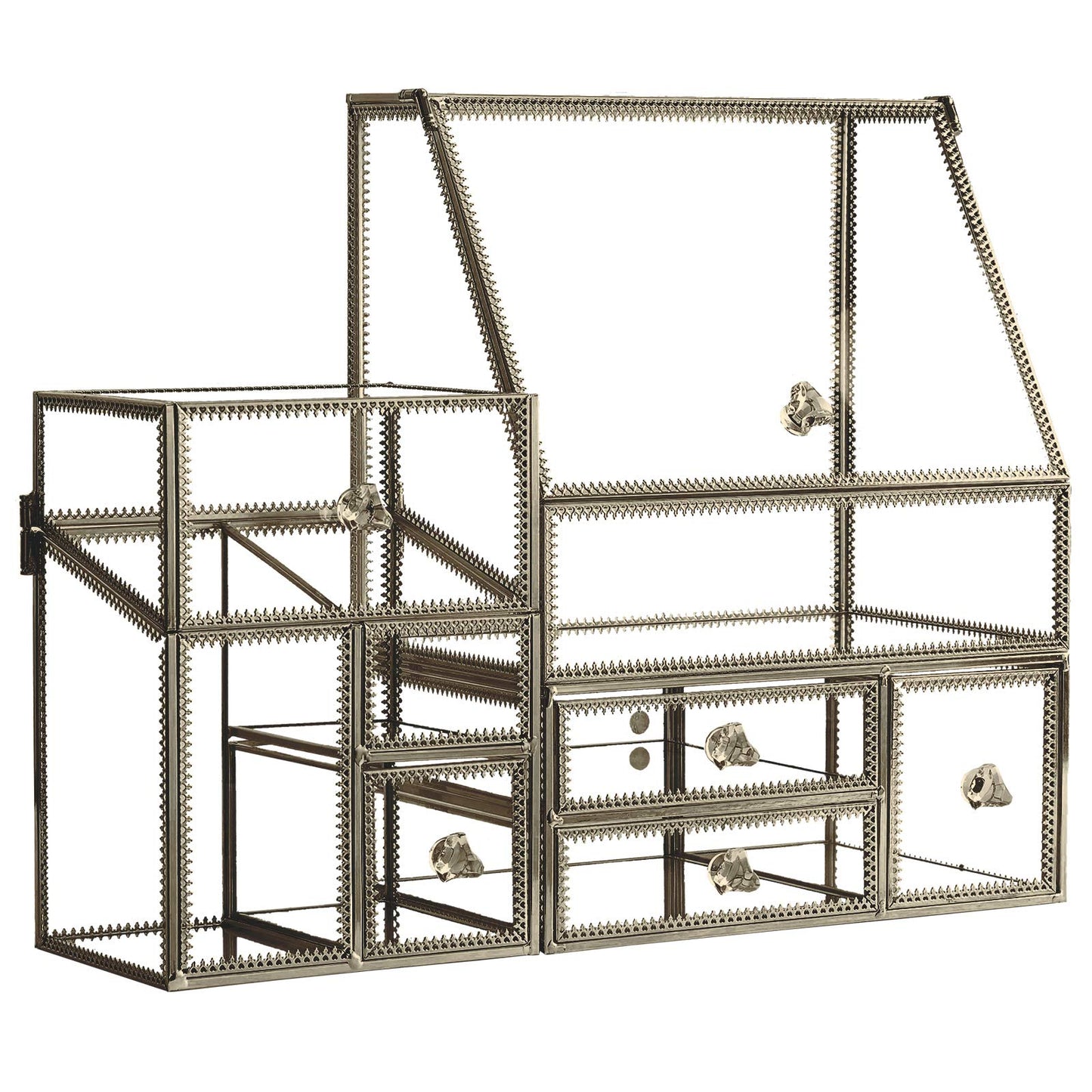 Glass Cosmetic Organizer with Stackable Drawers