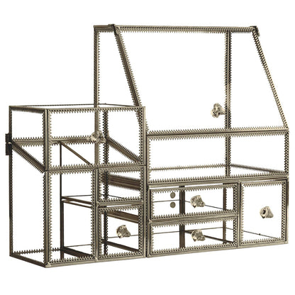 Glass Cosmetic Organizer with Stackable Drawers