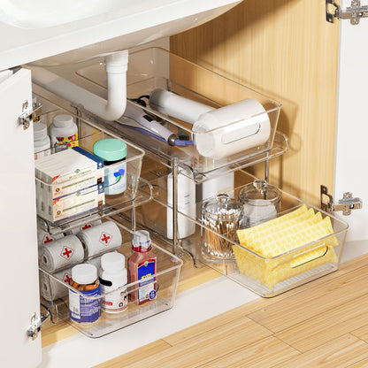 2-Tier Clear Under Sink Organizer with Drawers