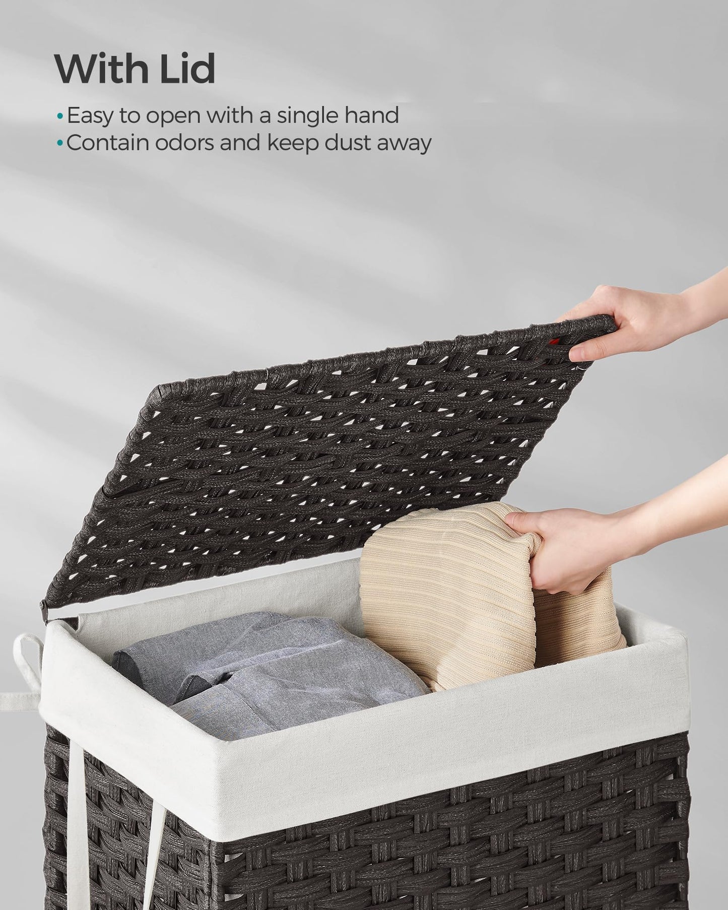 Slim Rattan Laundry Hamper with Lid