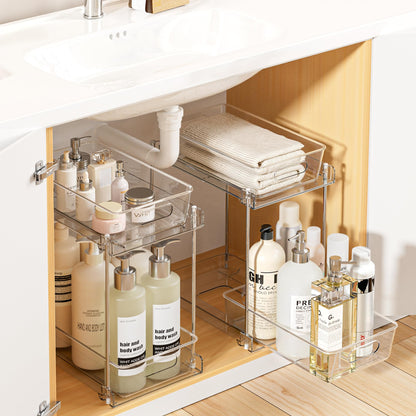 2-Tier Clear Under Sink Organizer with Drawers