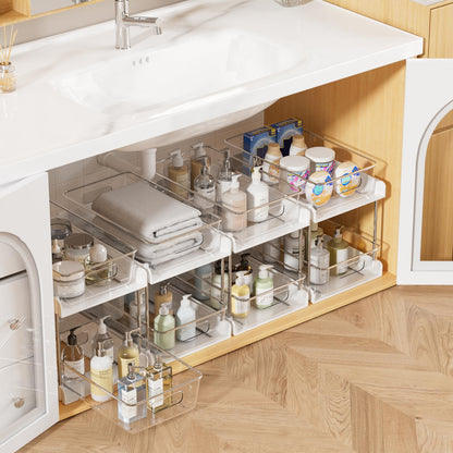 2-Tier Clear Under Sink Organizer with Drawers