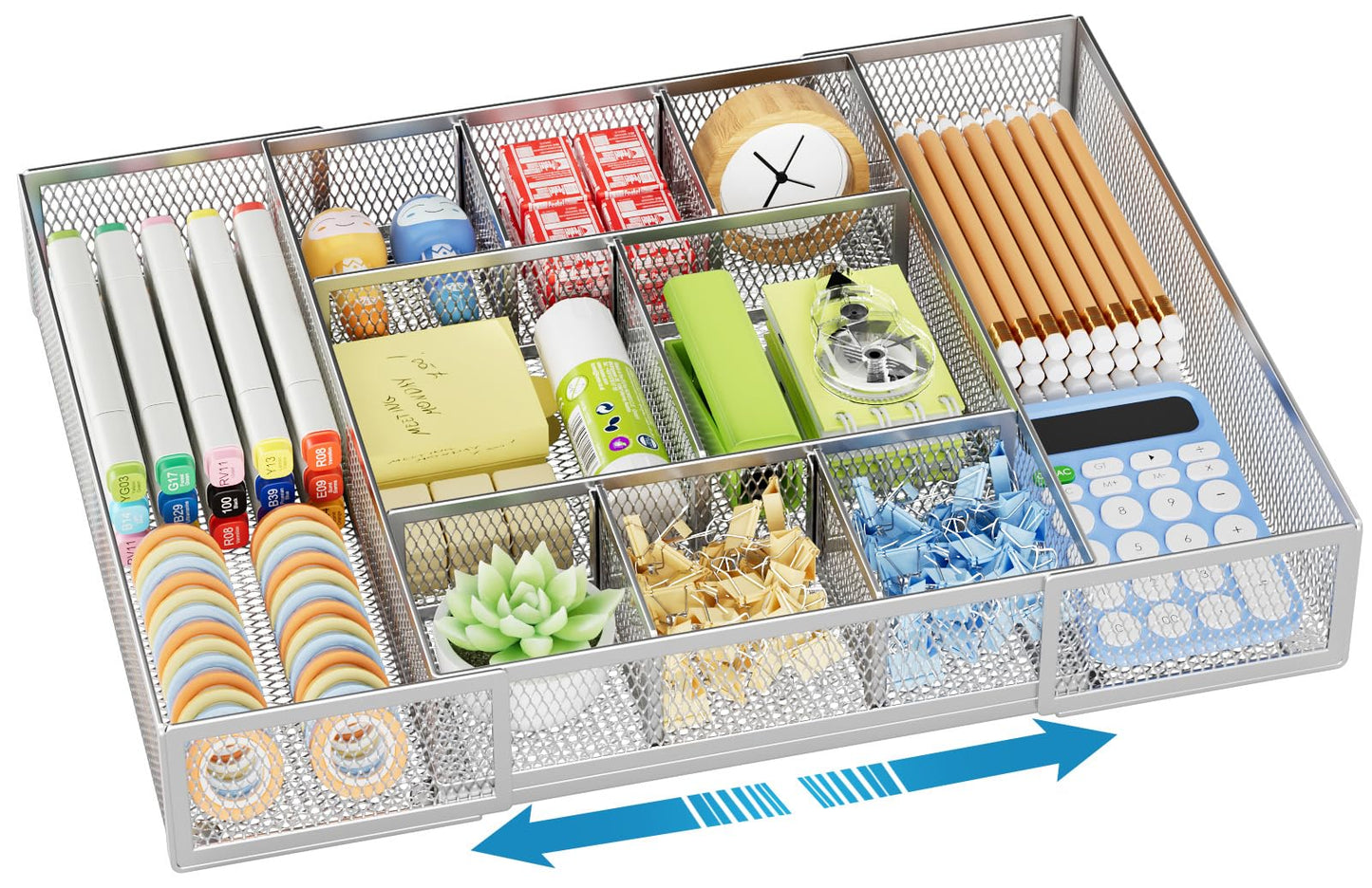 Expandable Drawer Organizer with Adjustable Compartments