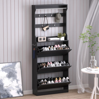 Wooden Shoe Cabinet with Flip Drawers