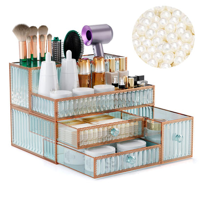 Tempered Glass Cosmetic Organizer for Vanity