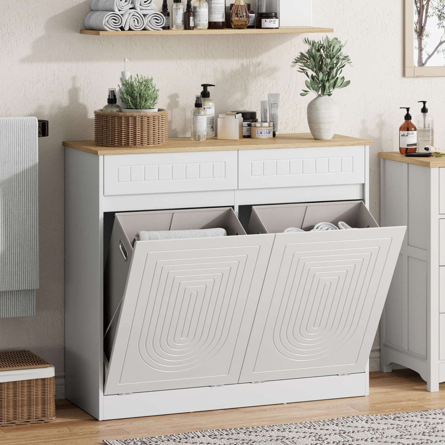 Double Tilt Out Laundry Hamper Cabinet