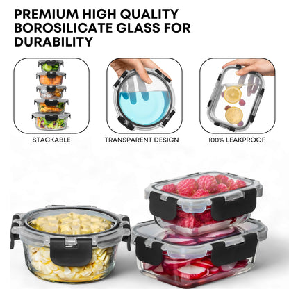 Glass Food Storage Containers Set with Lids