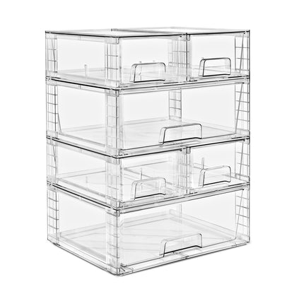 Stackable Clear Storage Drawers Organizer