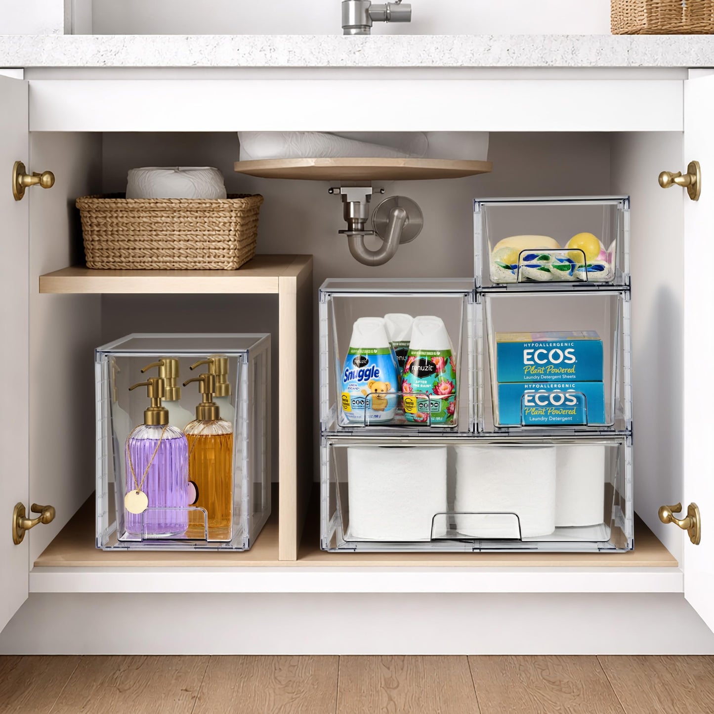 Stackable Clear Storage Drawers Organizer