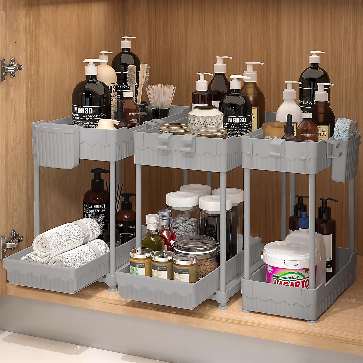 2-Tier Under Sink Organizer with Sliding Drawers